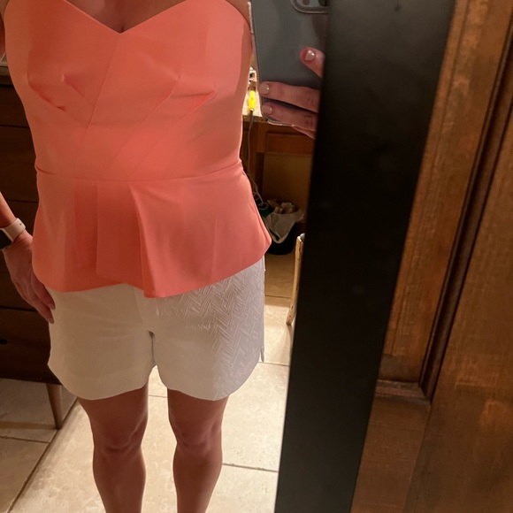 Peach colored peplum strapless top from WHBM - Picture 2 of 6